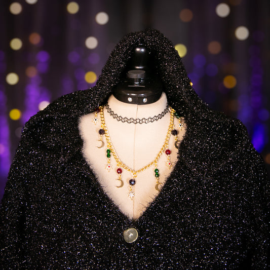 black diamond hooded cardigan sweater