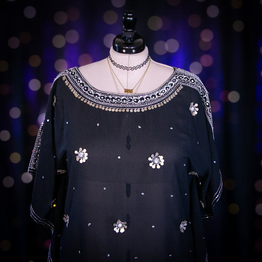 silver locket kaftan dress