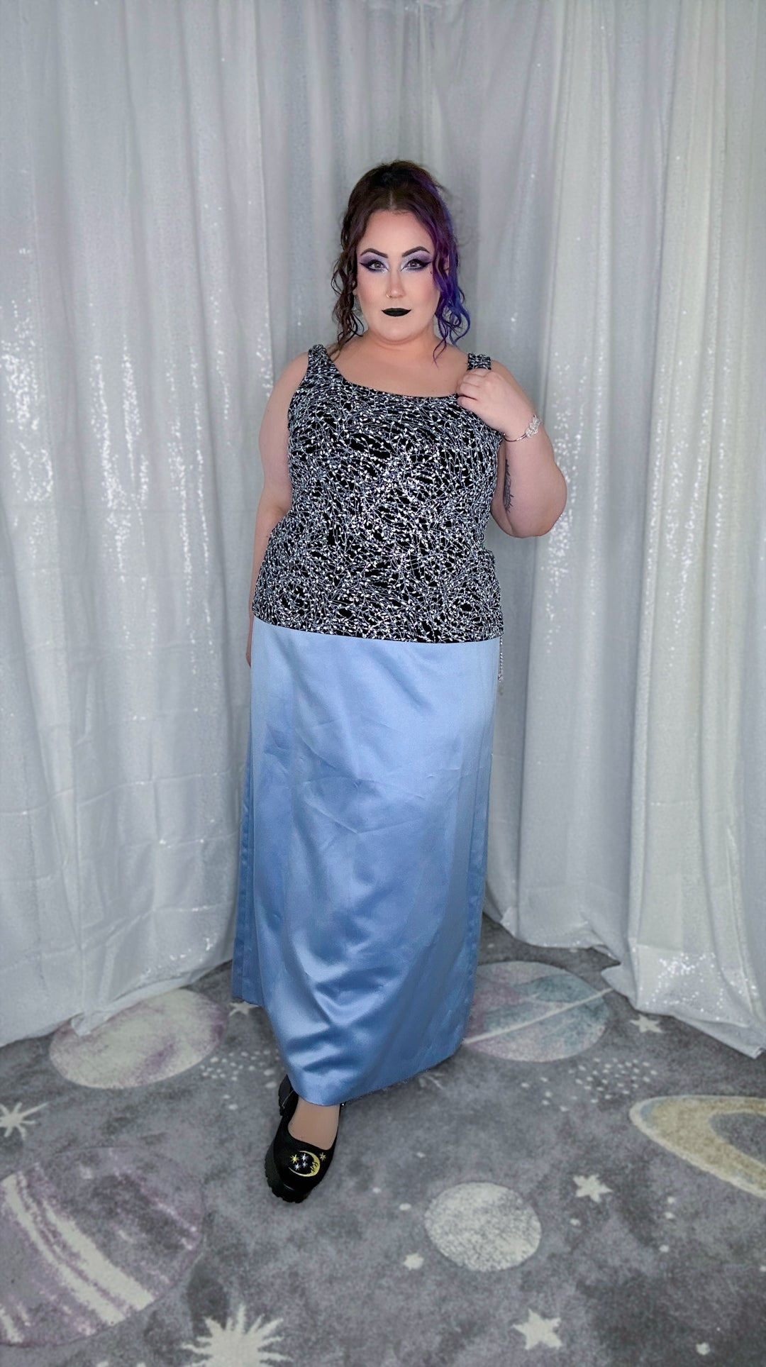 nebula top and skirt gown set