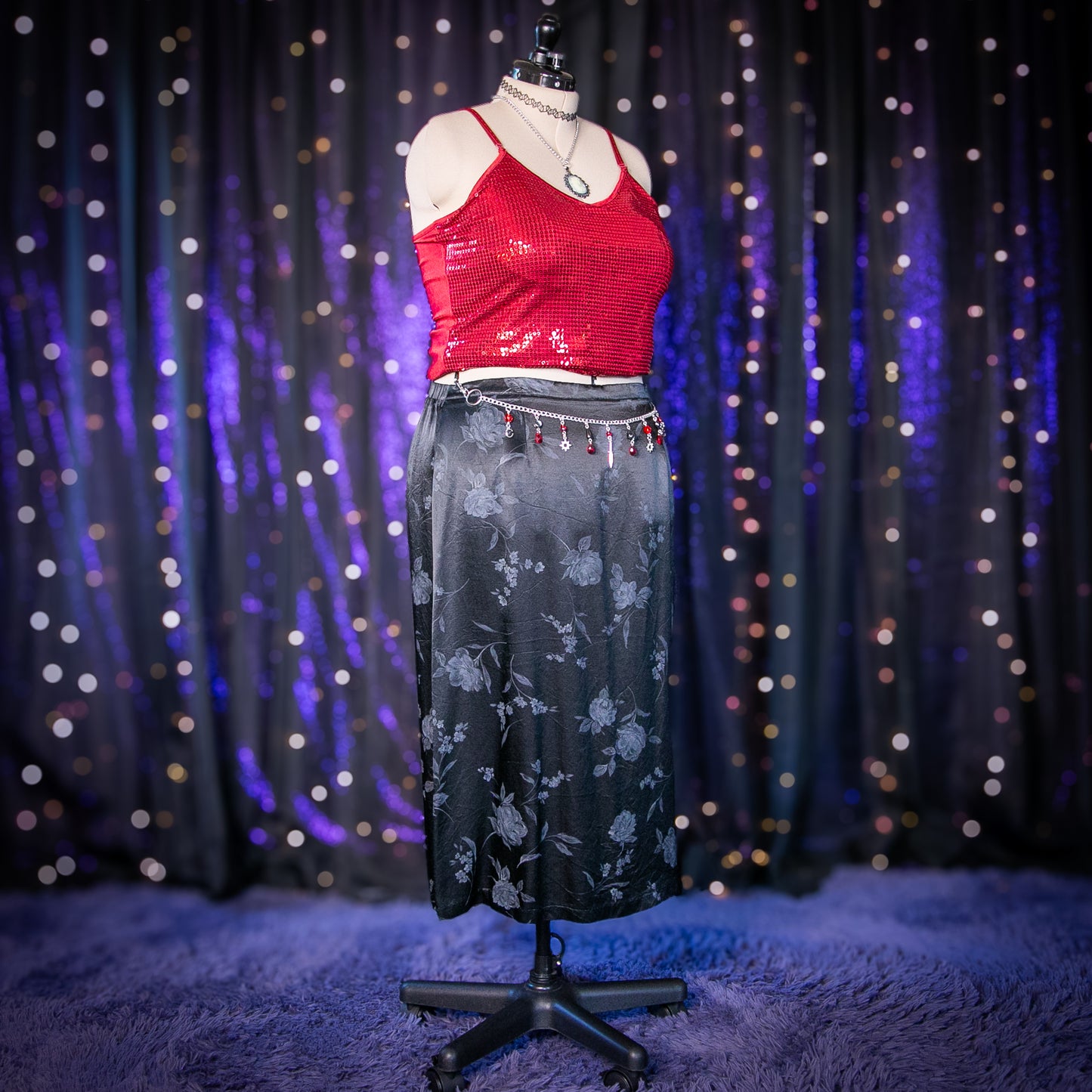 satin blooms skirt