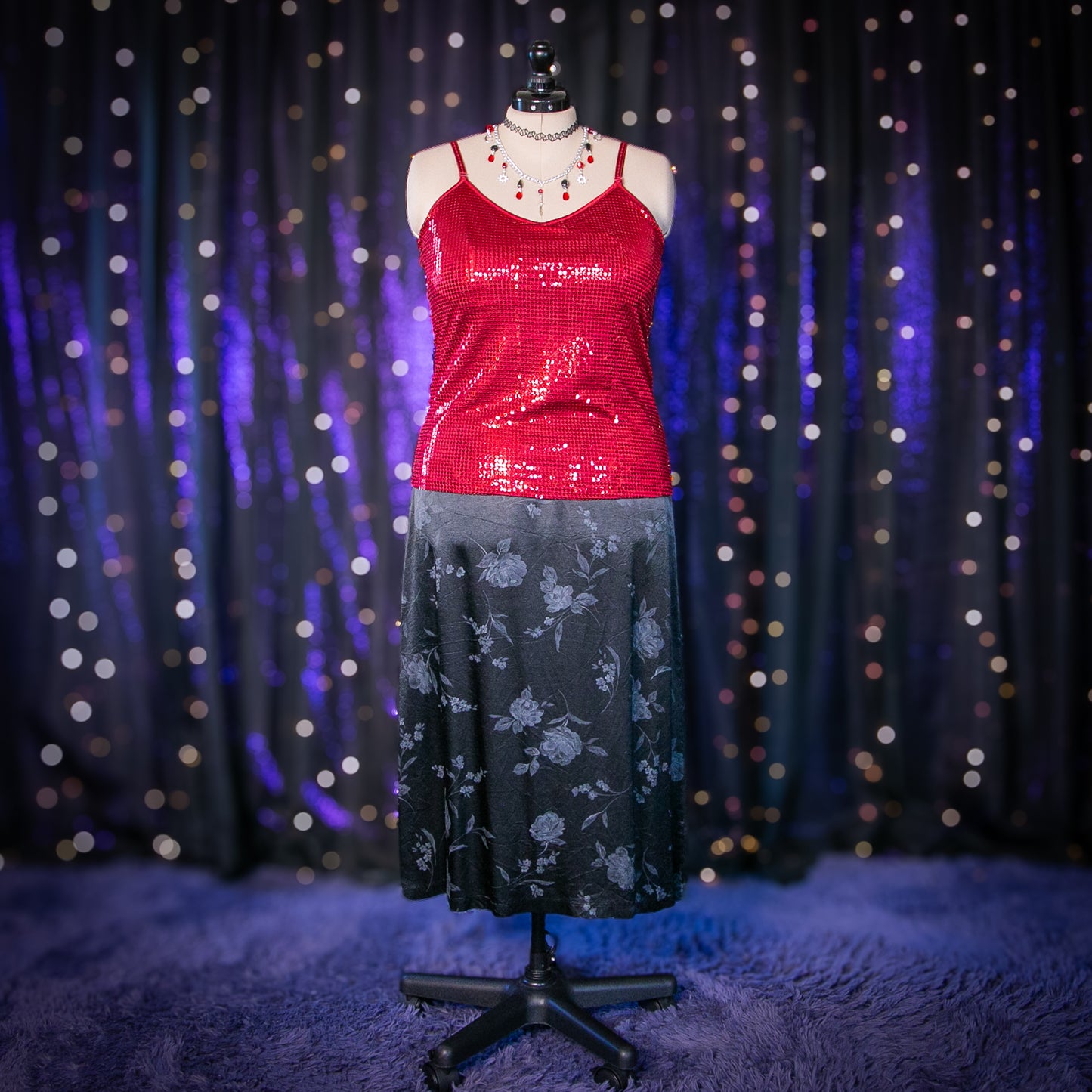 satin blooms skirt