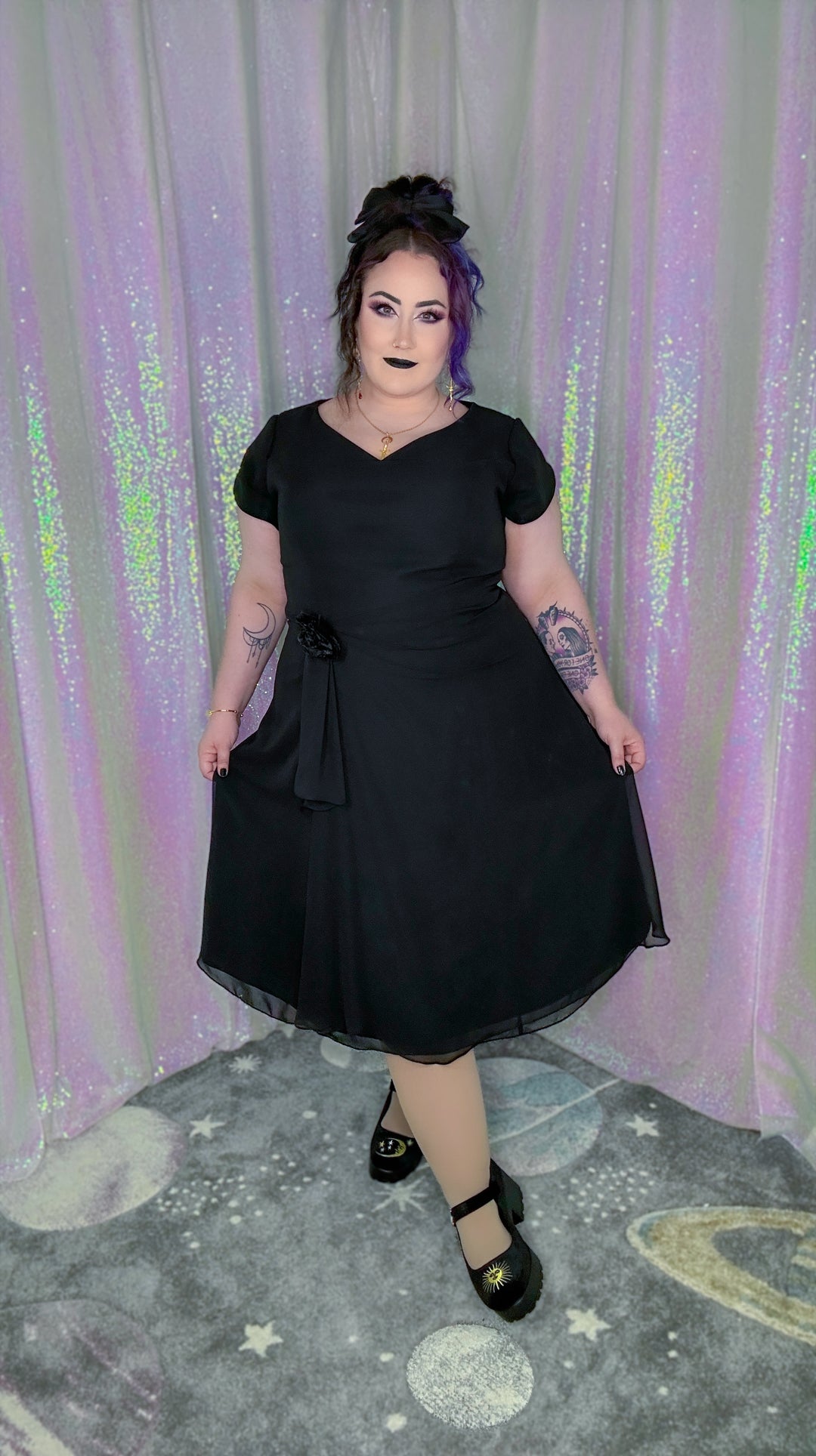 black veil dress
