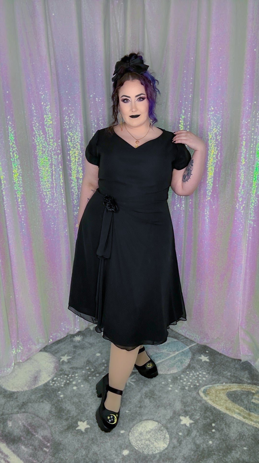 black veil dress