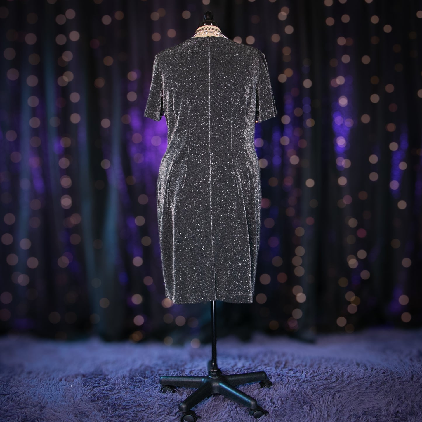 glitter and gunmetal dress