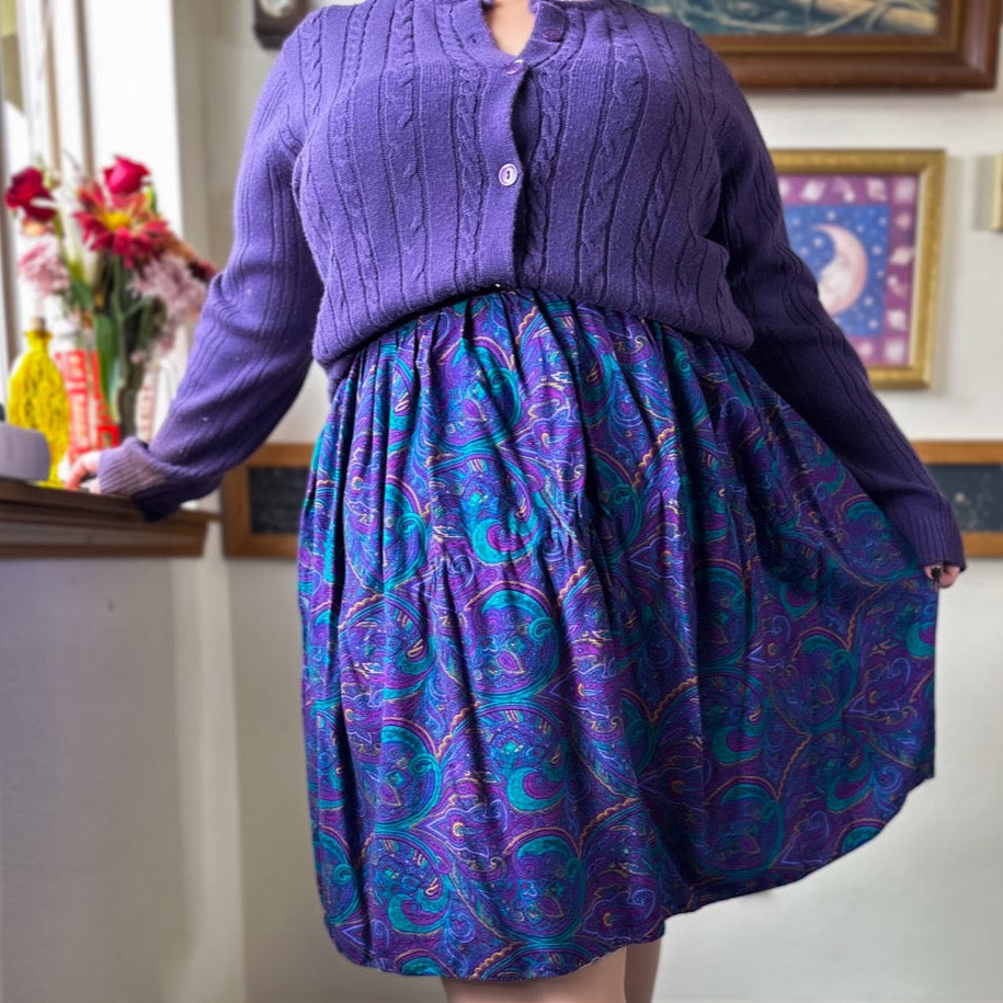purple paisleys skirt