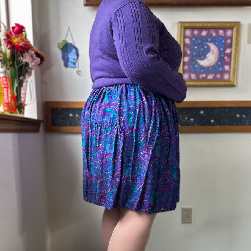 purple paisleys skirt