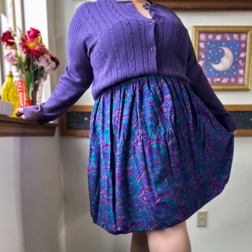 purple paisleys skirt