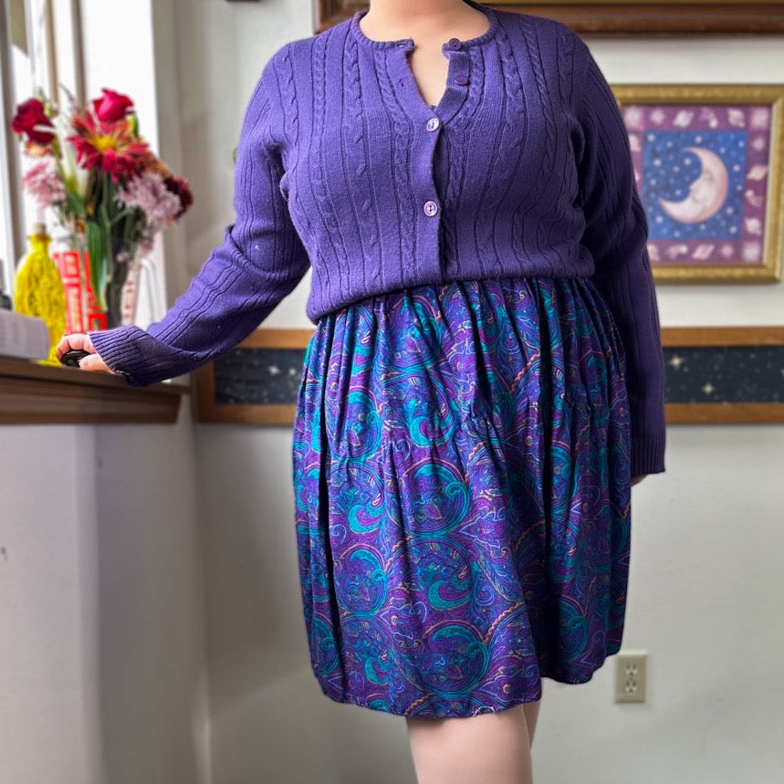 purple paisleys skirt