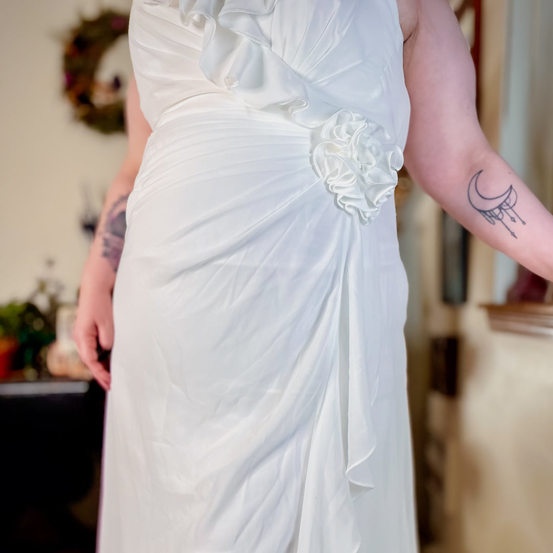 white wedding gown