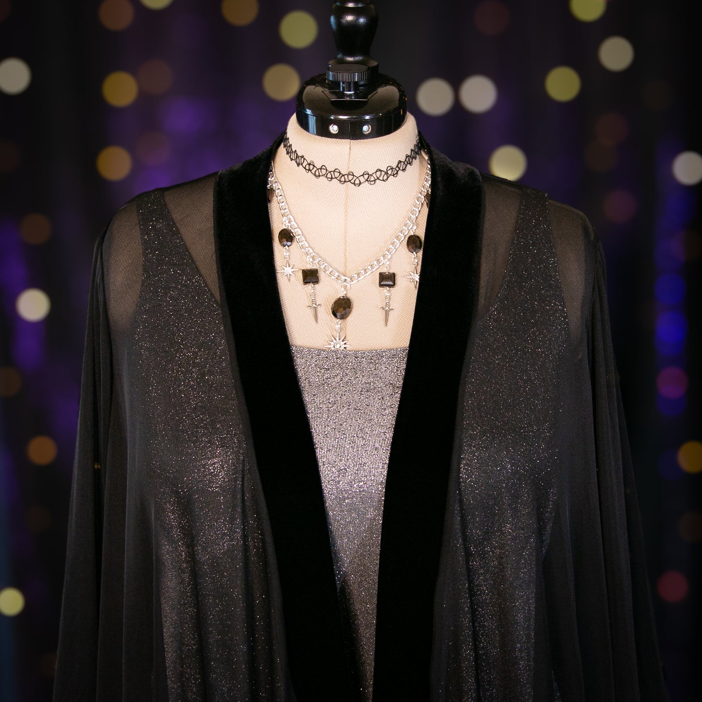 black veil cardigan duster