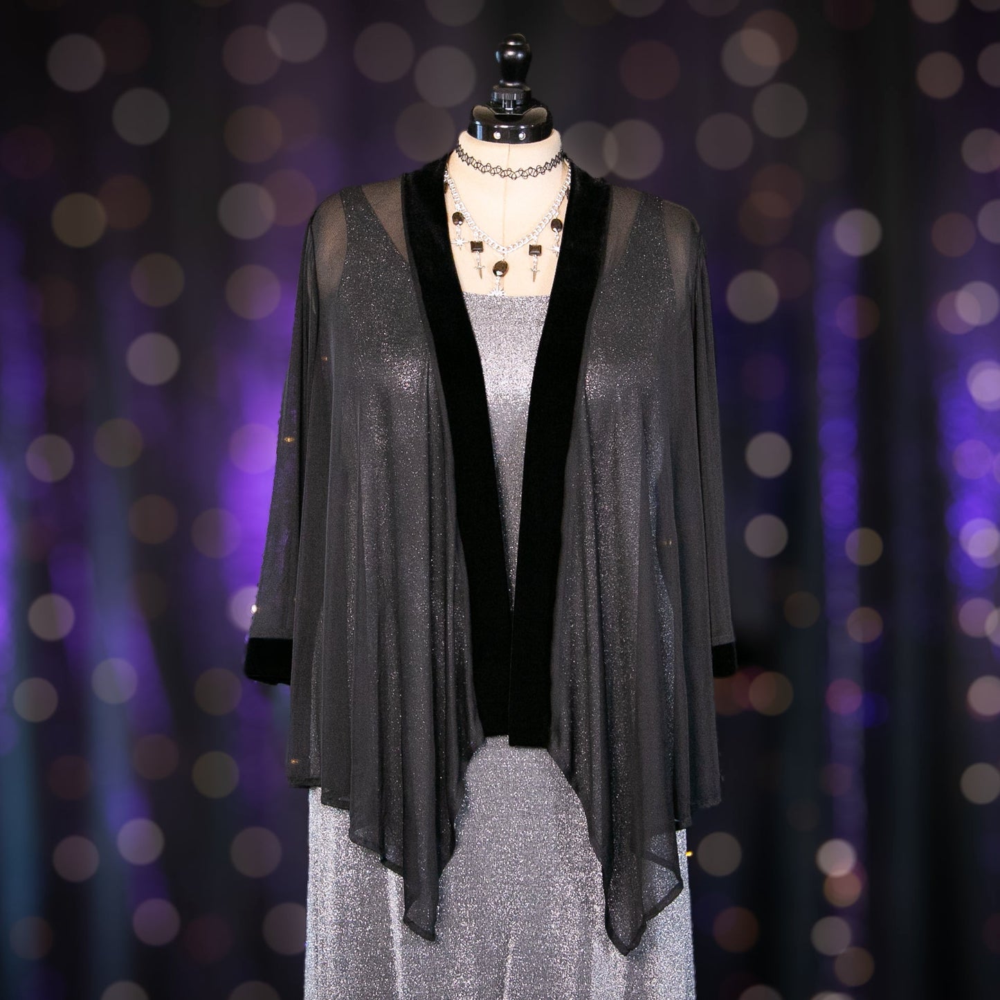 black veil cardigan duster