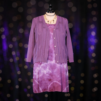 lilac hearts cardigan sweater