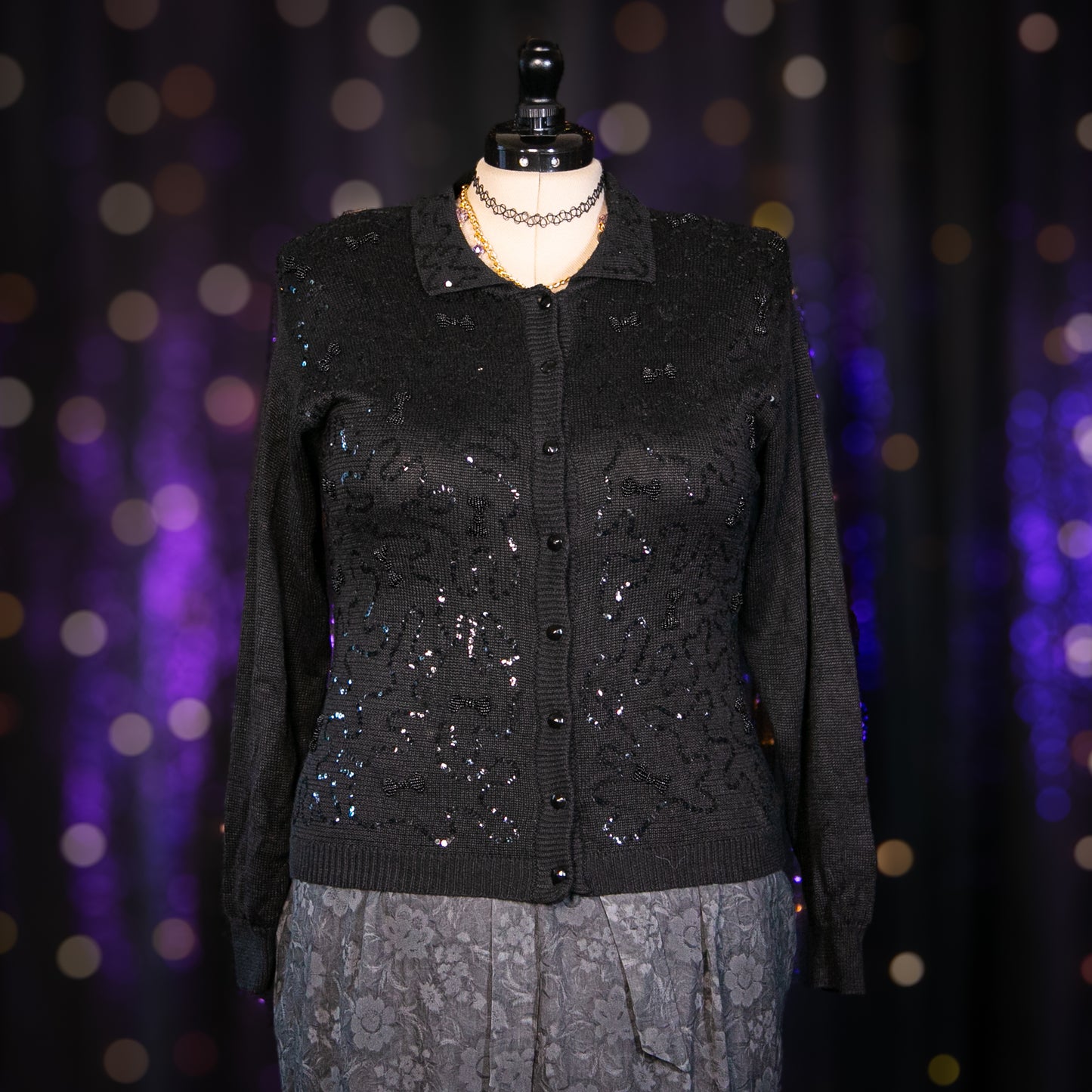 goth coquette cardigan sweater