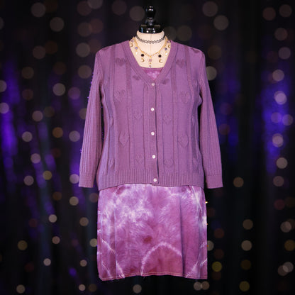lilac hearts cardigan sweater