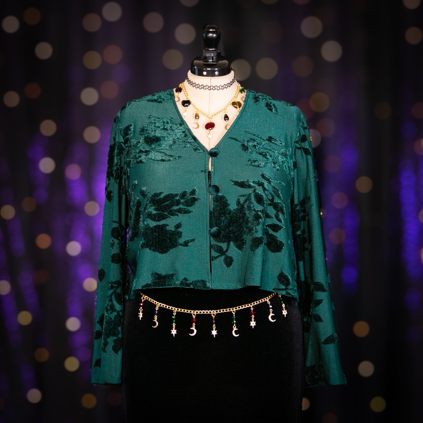 green witch cardigan top