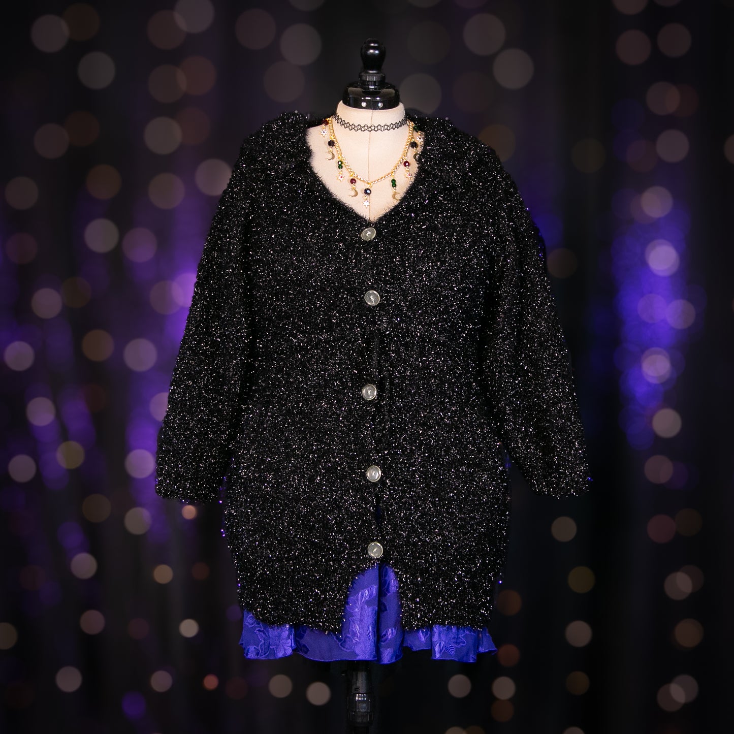 black diamond hooded cardigan sweater