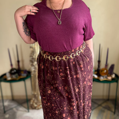 burgundy blooms skirt