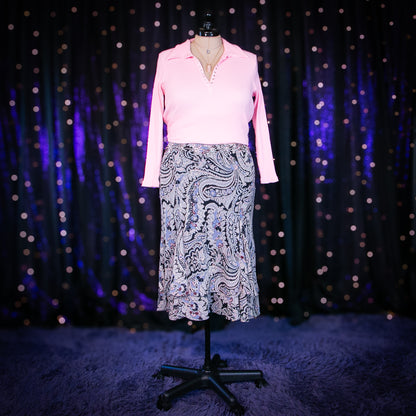 navy paisley skirt