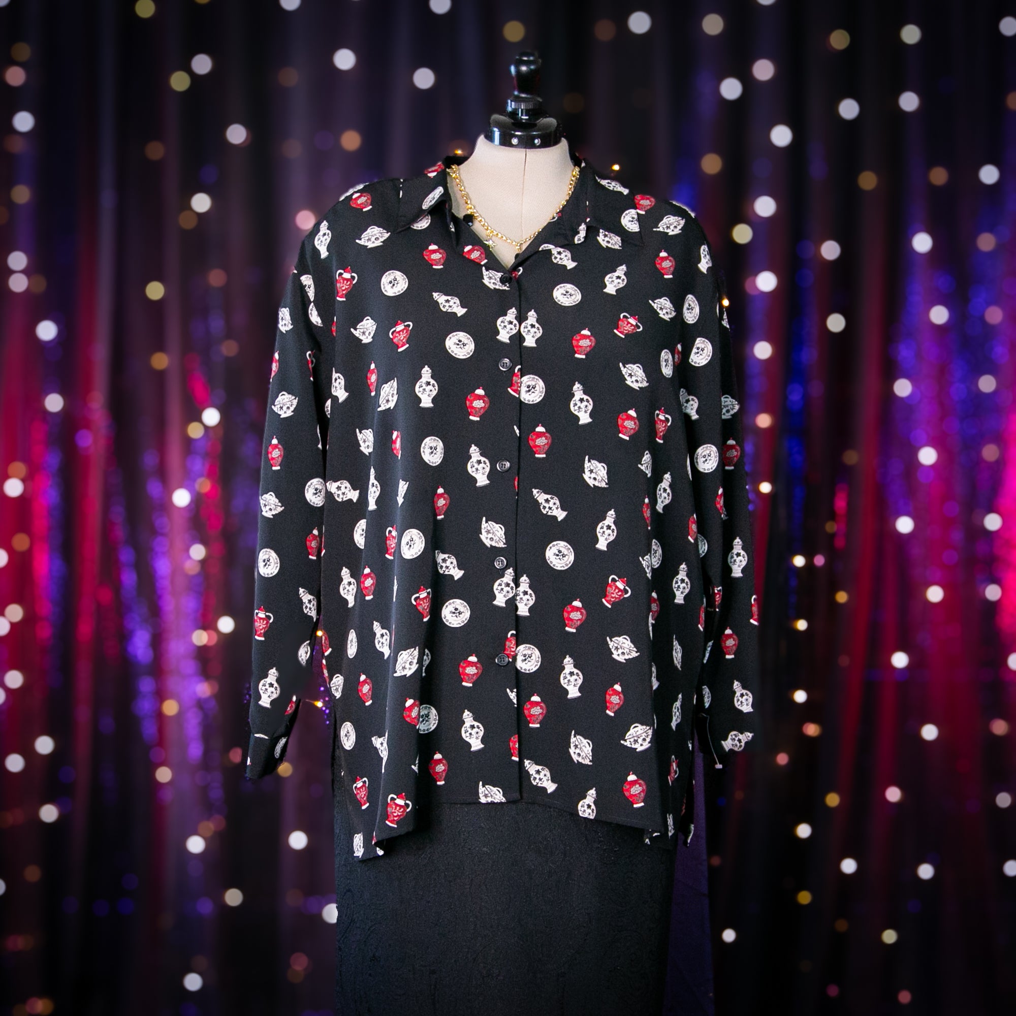 Moon Printed Jersey Second Skin Crewneck Top • Marine Serre