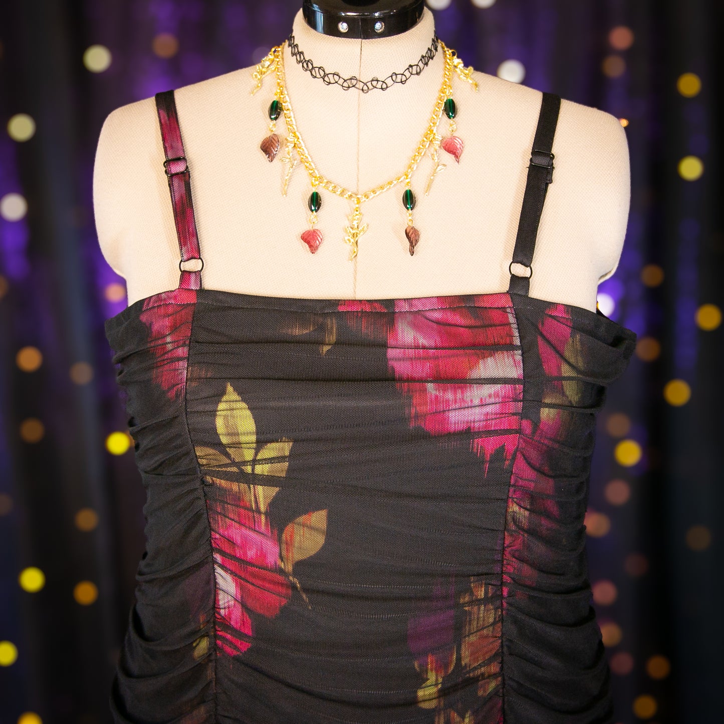 ruched roses dress