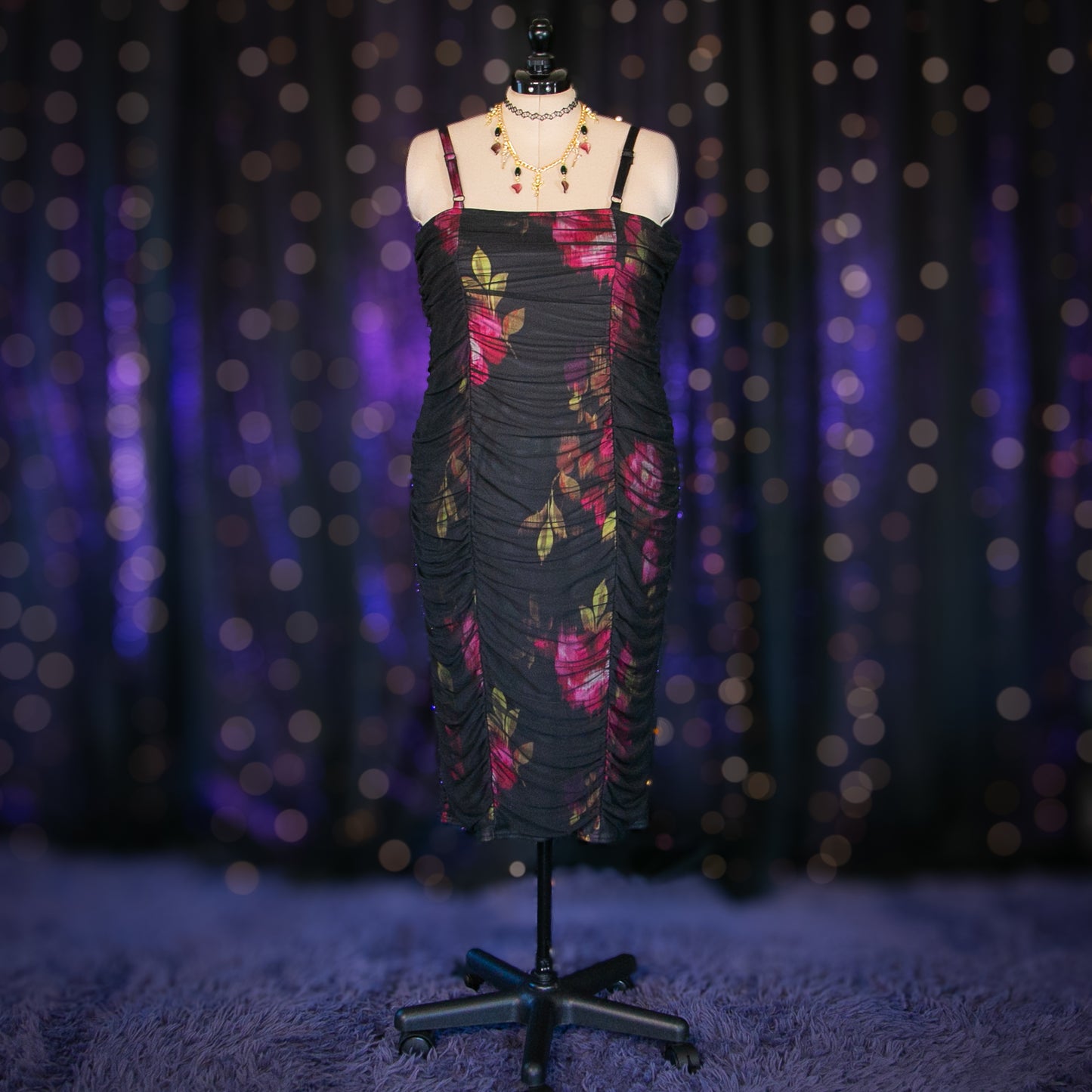 ruched roses dress