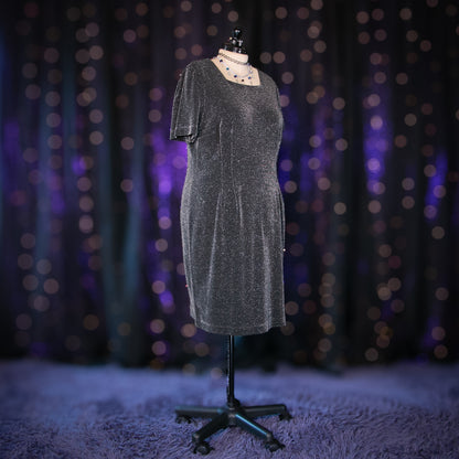 glitter and gunmetal dress