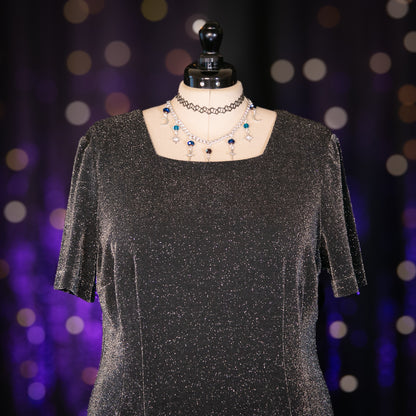 glitter and gunmetal dress