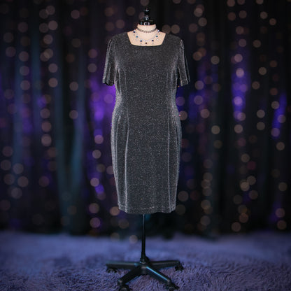glitter and gunmetal dress