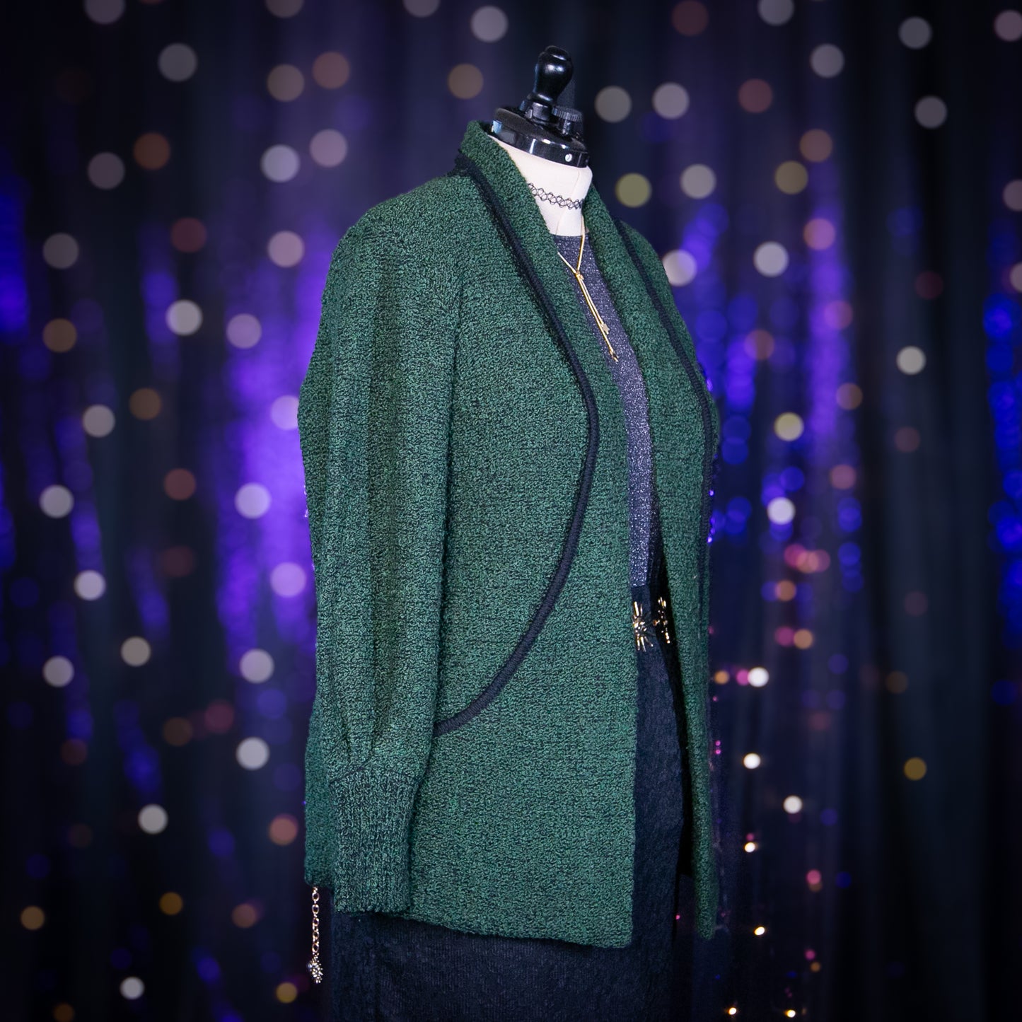 green lit cardigan sweater duster