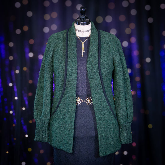 green lit cardigan sweater duster