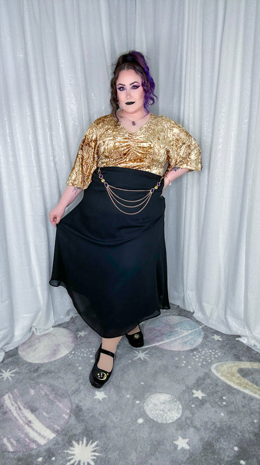 black broomstick skirt